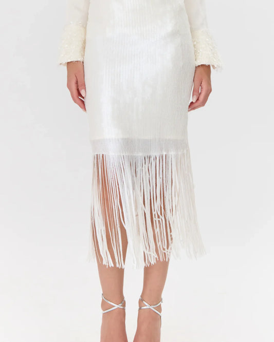 Adelyn Rae Milana Sequins Fringe Skirt