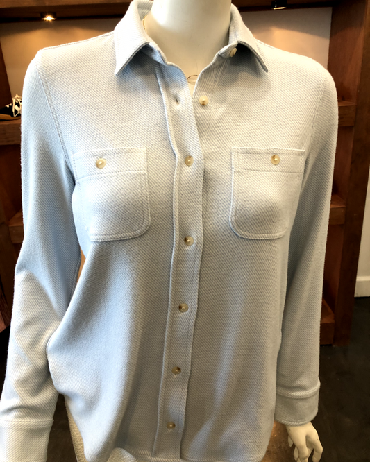 Faherty Legend Sweater Shirt in Ice Blue Twill