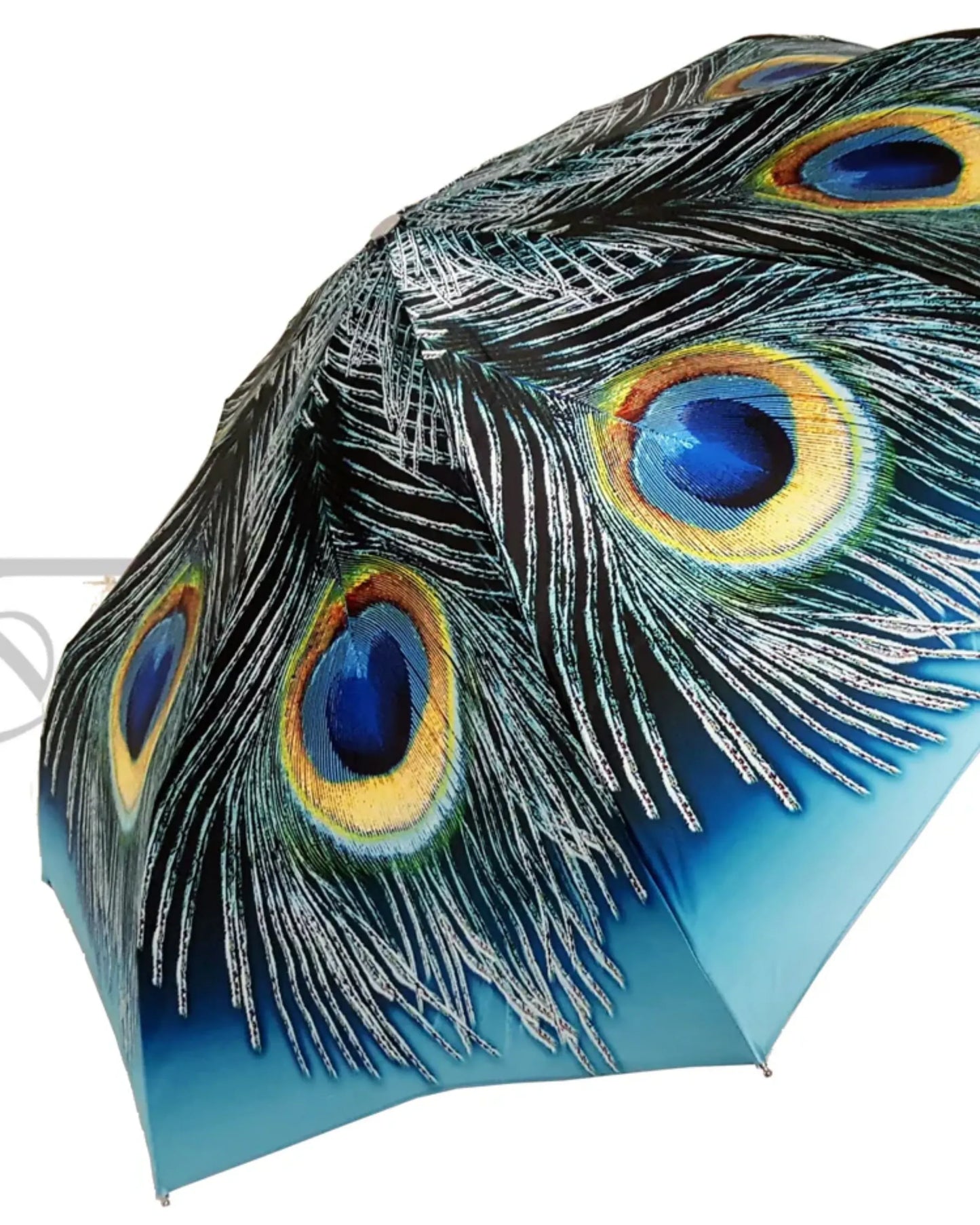 il Marchesato Beautiful Compact Umbrella With Printed Peacock Design