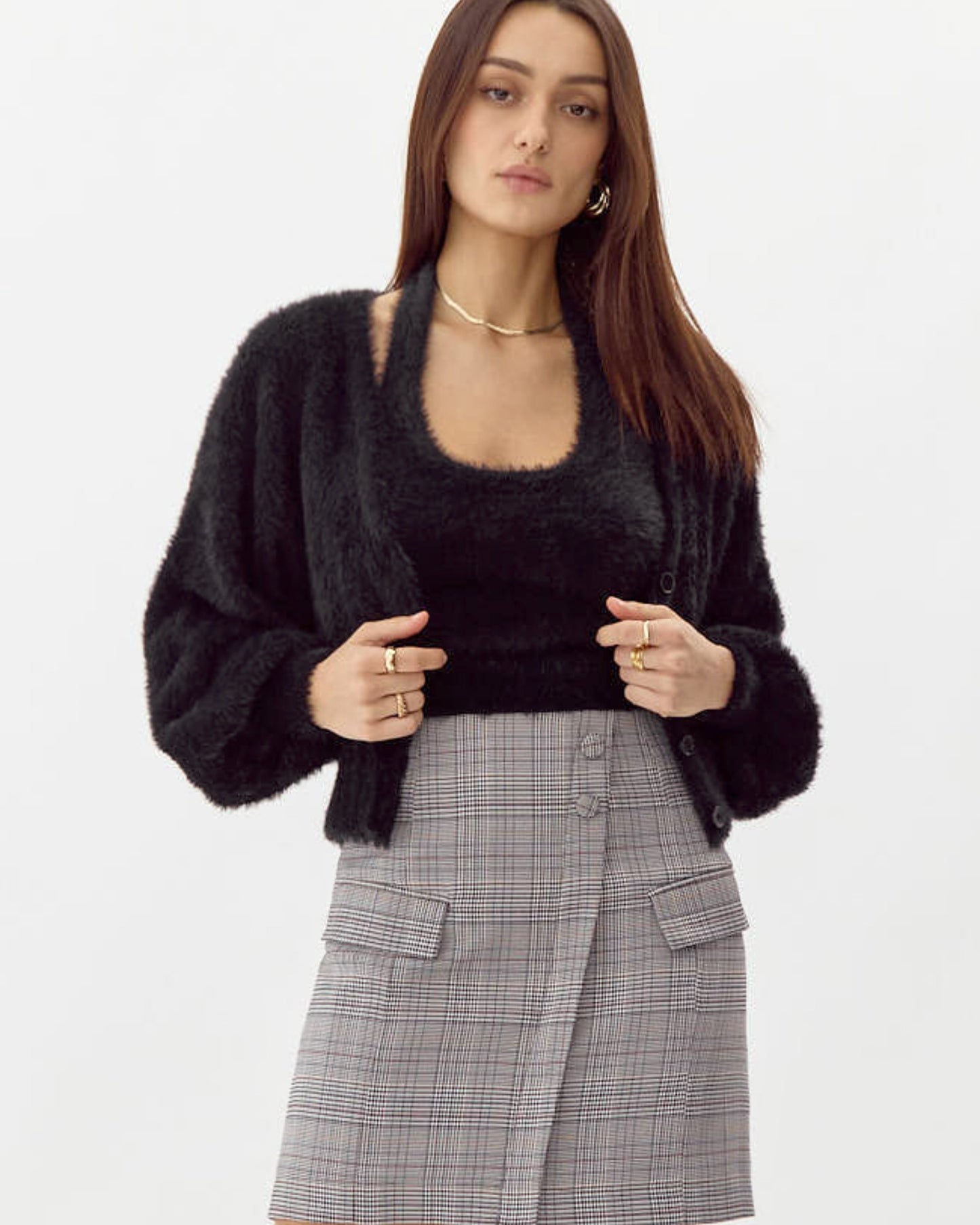 Greylin Lina Fuzzy Knit Cardigan