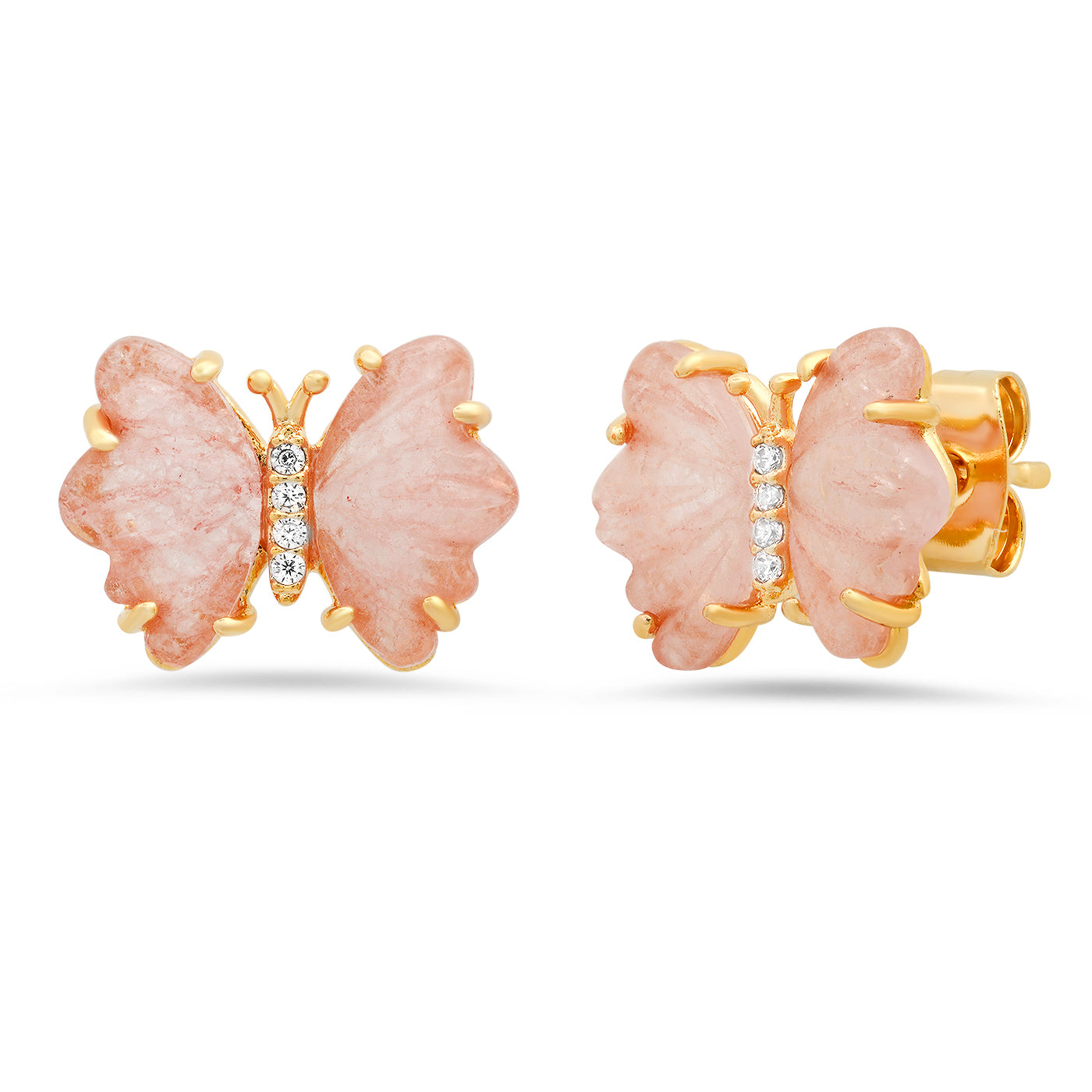 Tai Rose Quartz Butterfly Studs